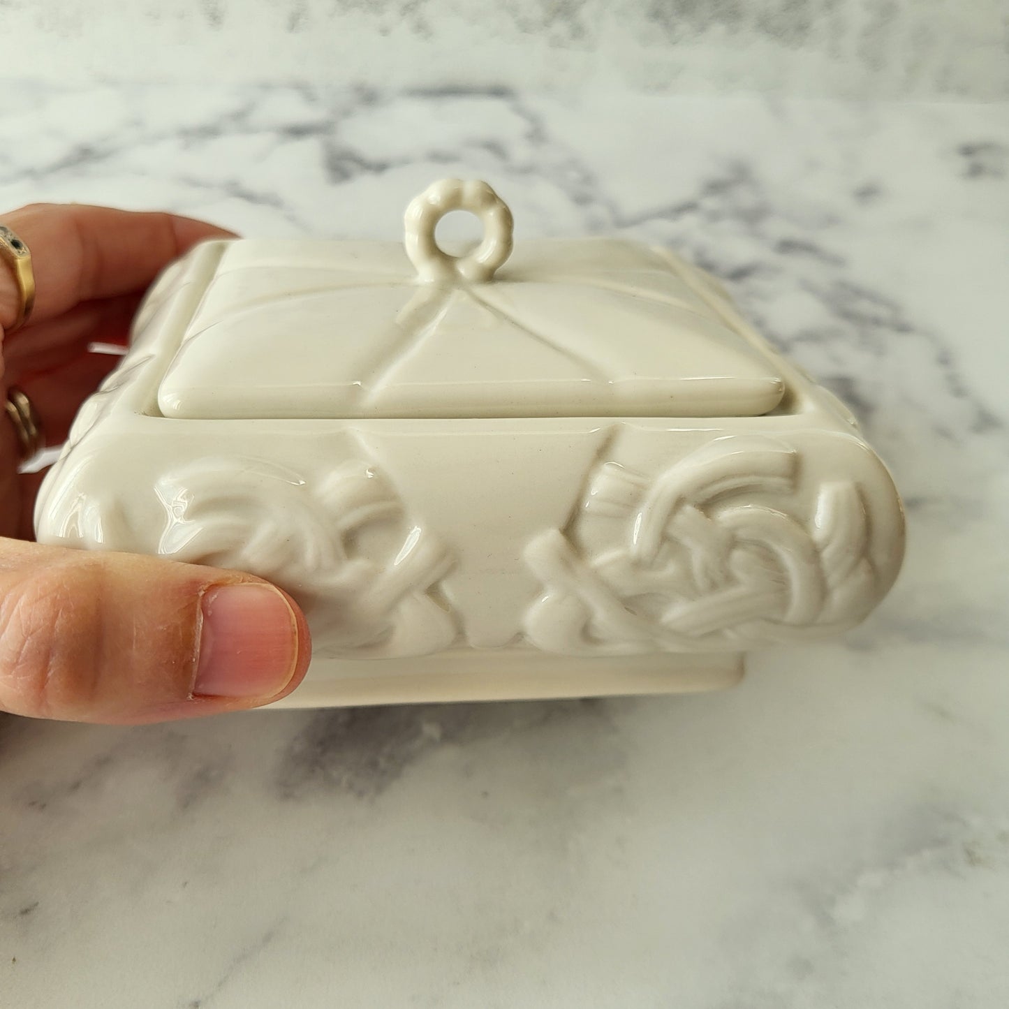 Shabby Chic Fine Parian Porcelain Trinket Box