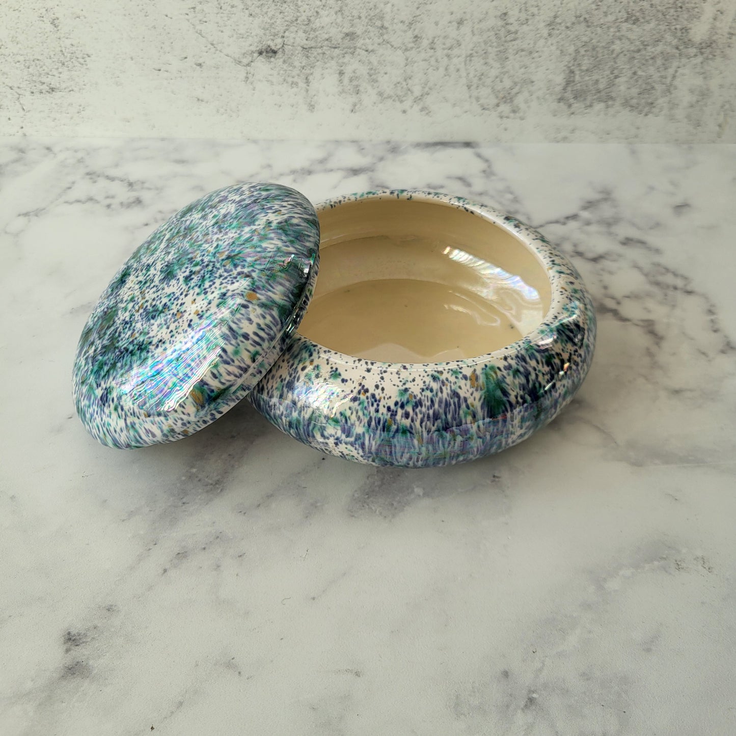 Handmade Ceramic Lidded Vanity Powder Trinket Bowl