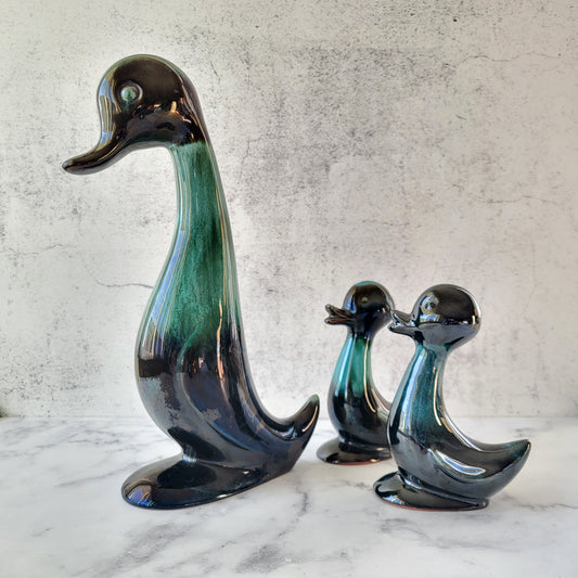 Set of Blue Mountain Pottery Duck and Ducklings Sculptures