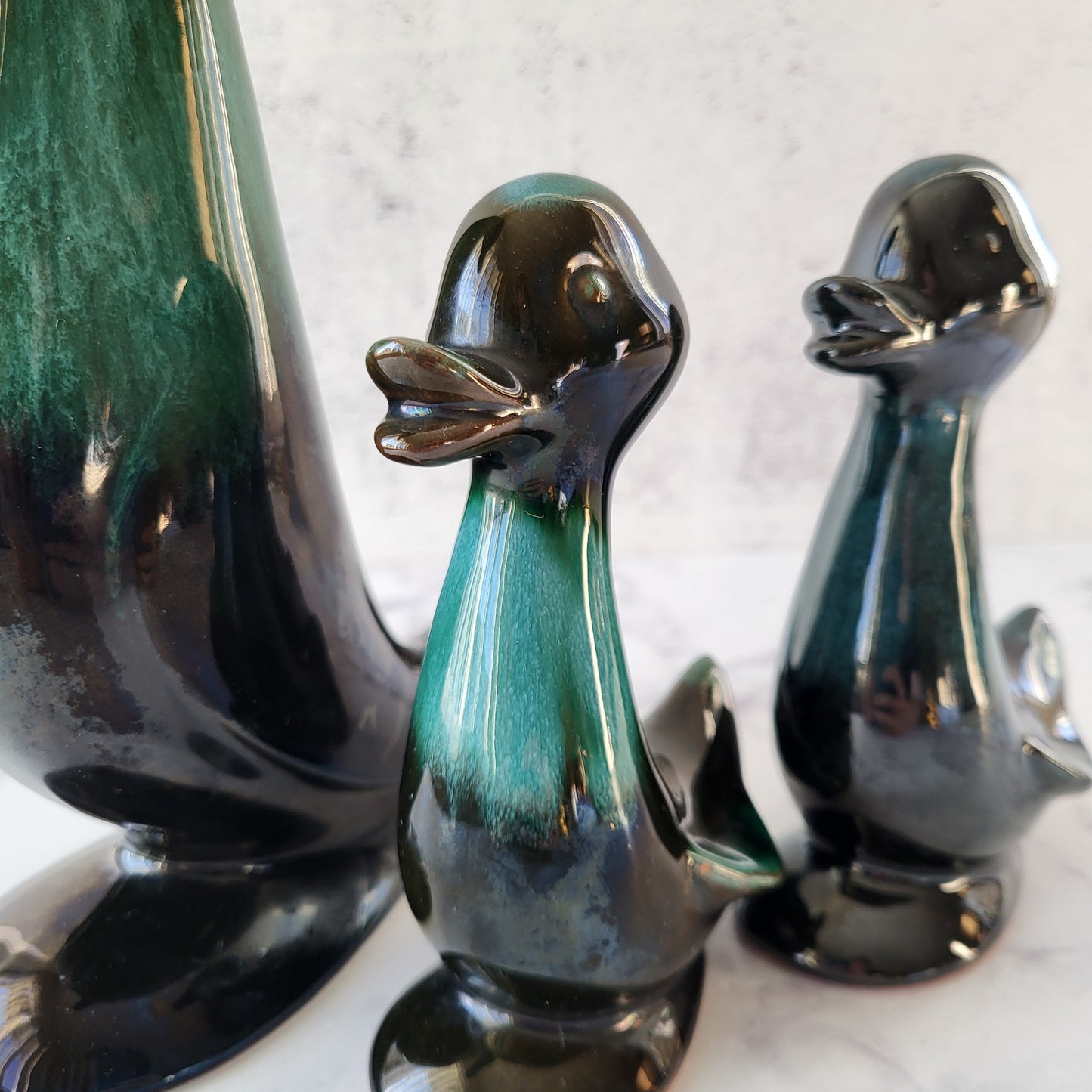 Set of Blue Mountain Pottery Duck and Ducklings Sculptures