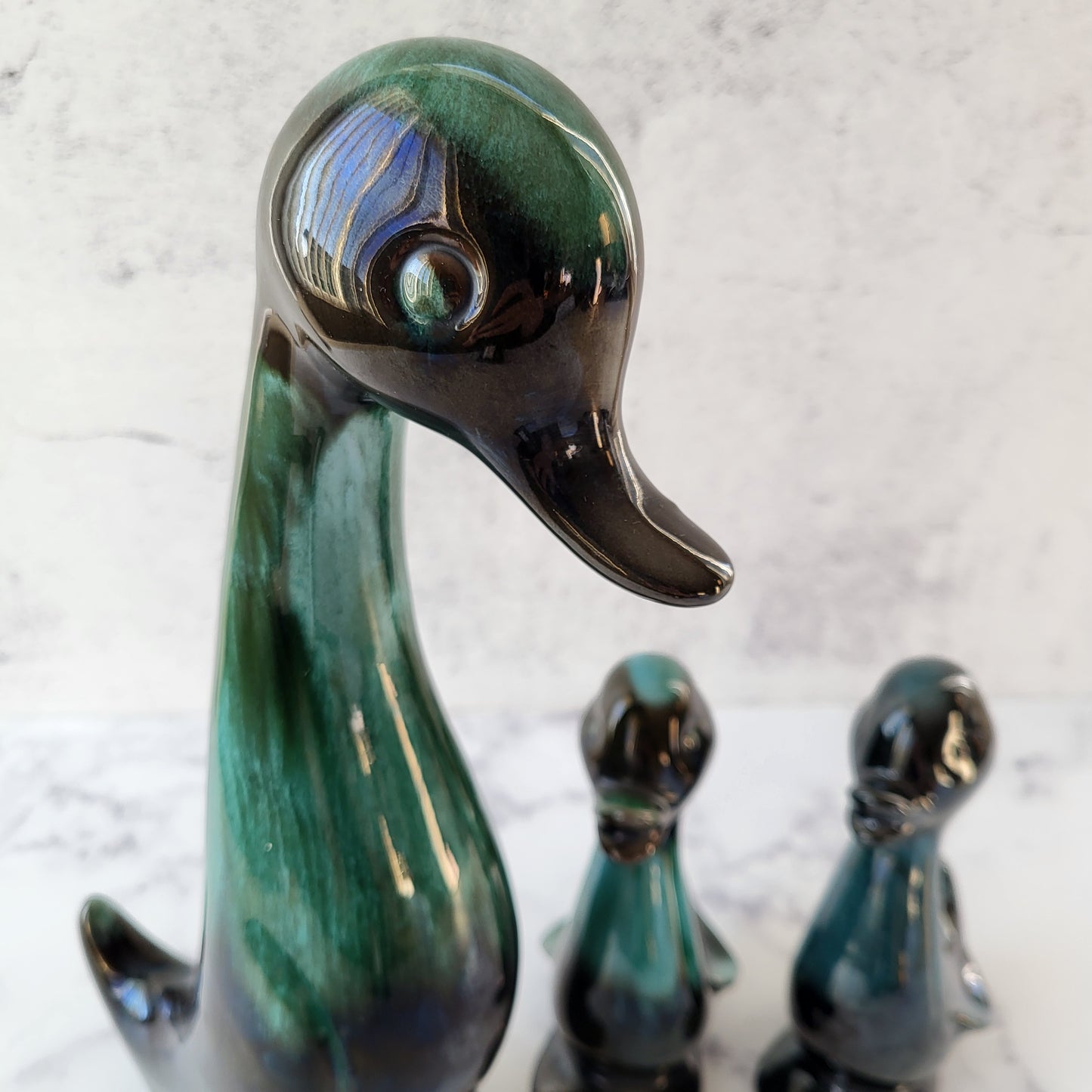 Set of Blue Mountain Pottery Duck and Ducklings Sculptures