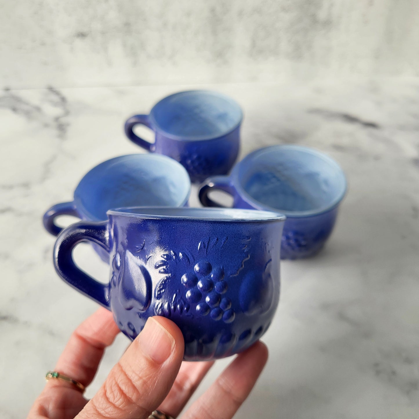 Blue Jeannette Co Punch Cups (Set of 4)