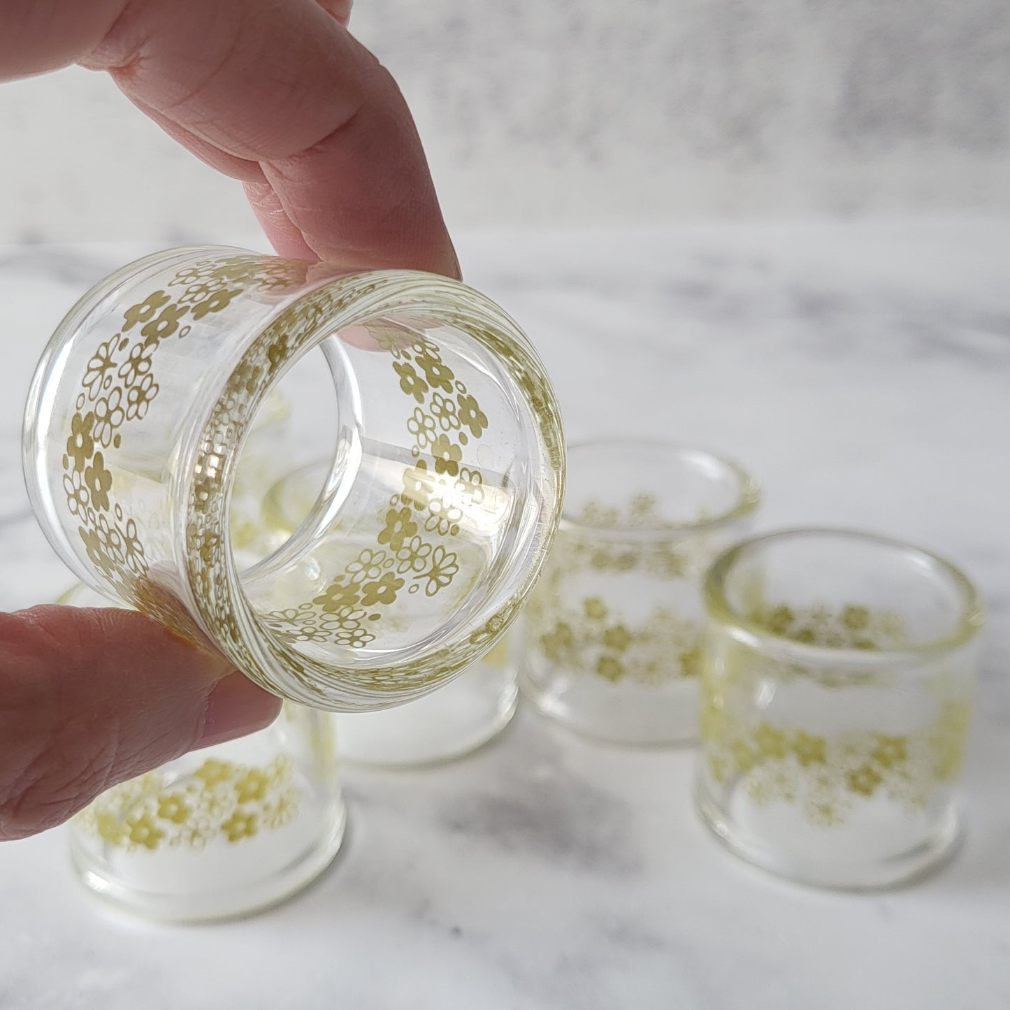 Pyrex Compatibles Spring Blossom Glass Napkin Rings (set of 6)