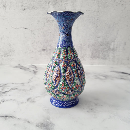 Minakari Persian Enamel Copper Vase