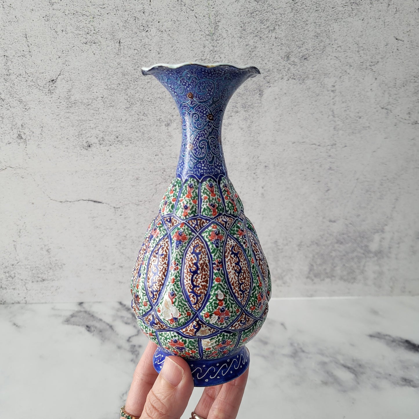 Minakari Persian Enamel Copper Vase