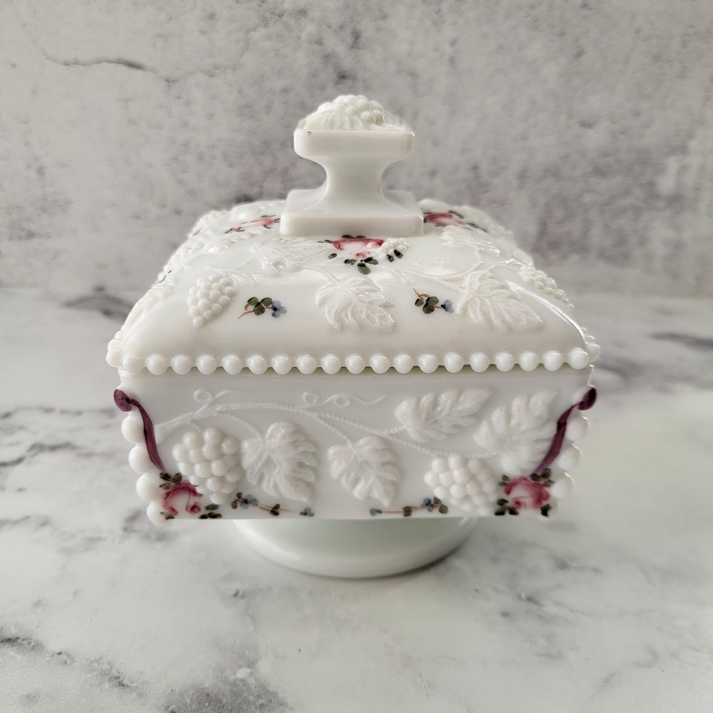 Shabby Chic Westmoreland Milk Glass Lidded Candy Dish