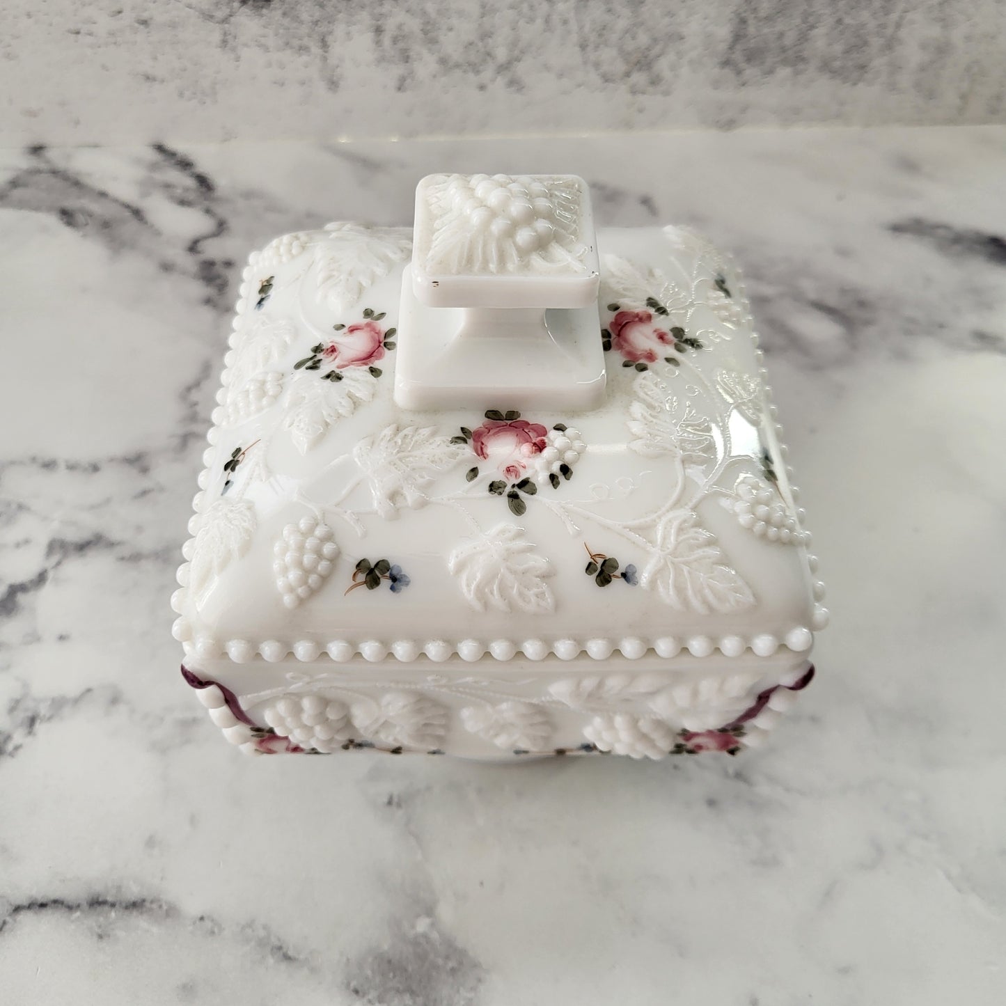 Shabby Chic Westmoreland Milk Glass Lidded Candy Dish