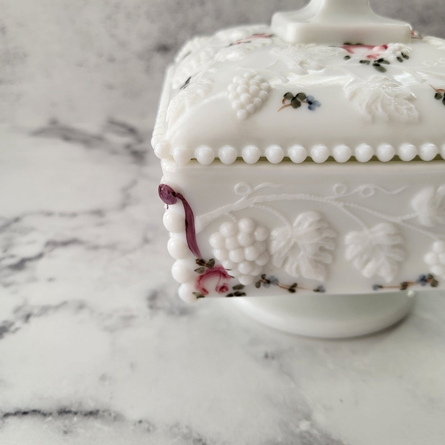 Shabby Chic Westmoreland Milk Glass Lidded Candy Dish