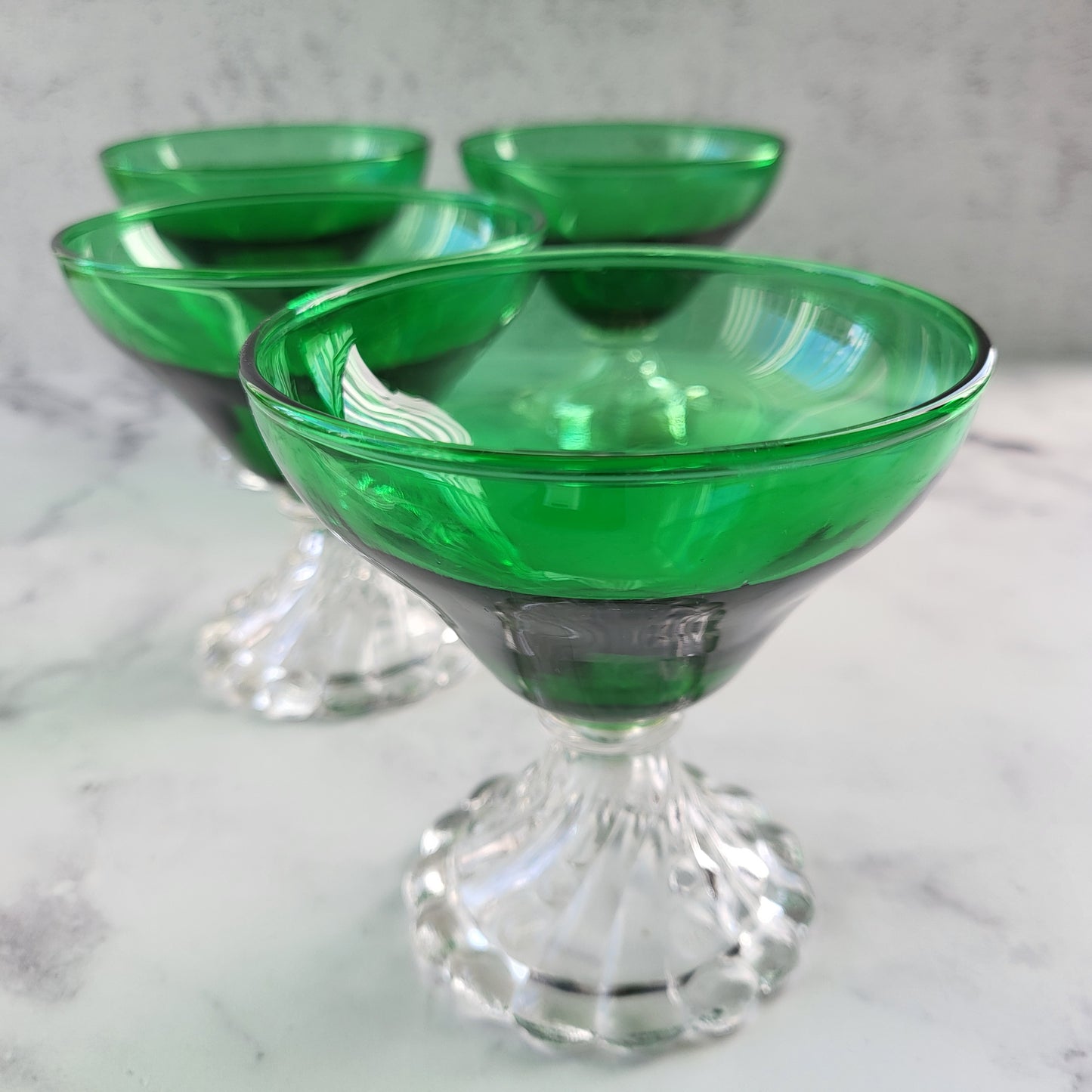 Anchor Hocking Green Champagne Glass or Dessert Dish Set of 4