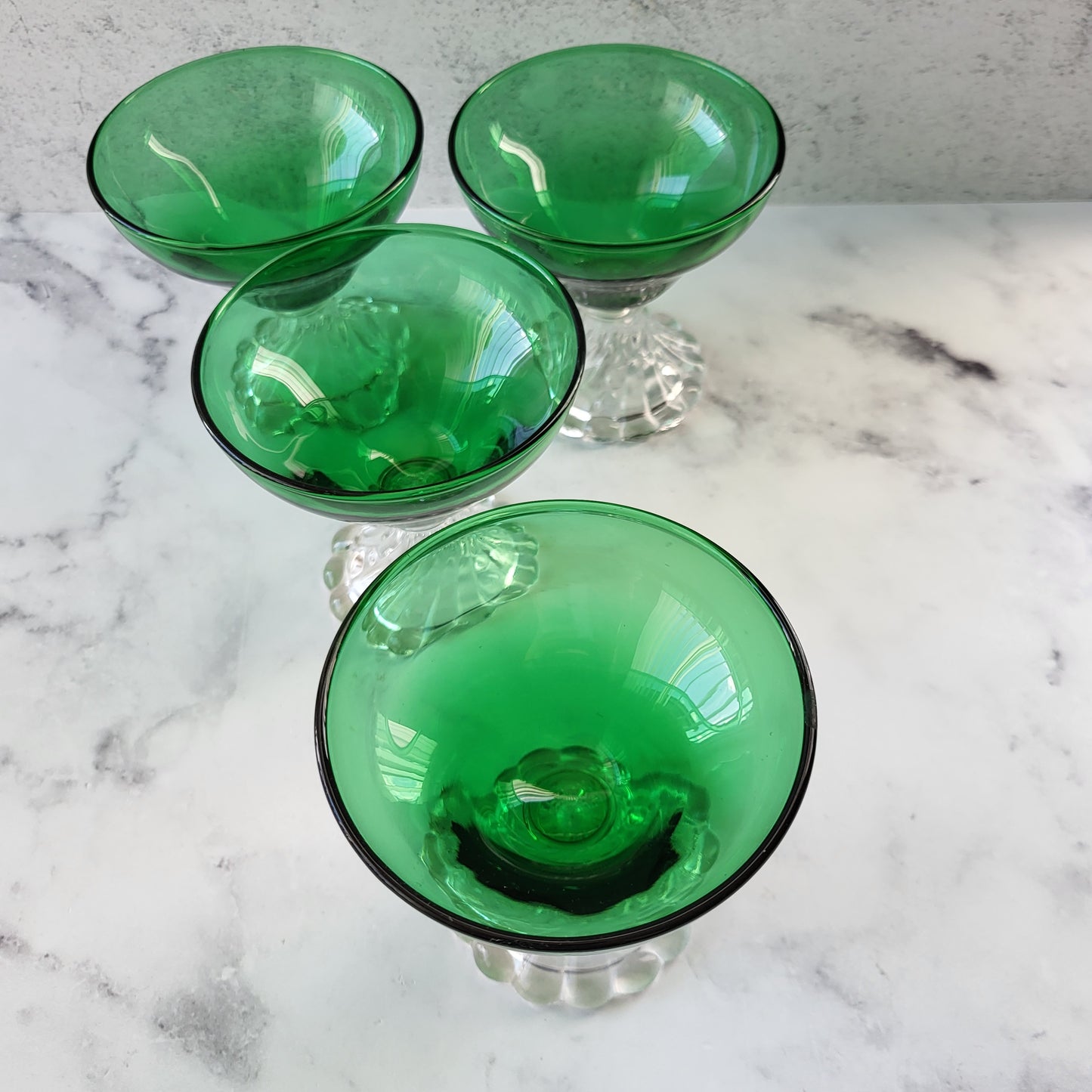 Anchor Hocking Green Champagne Glass or Dessert Dish Set of 4