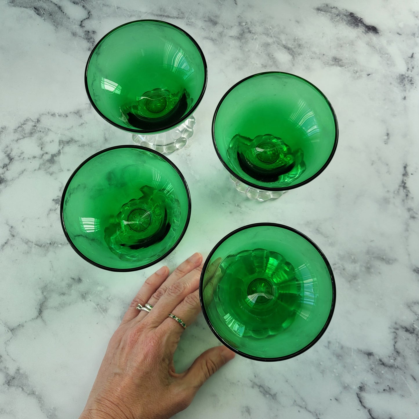 Anchor Hocking Green Champagne Glass or Dessert Dish Set of 4