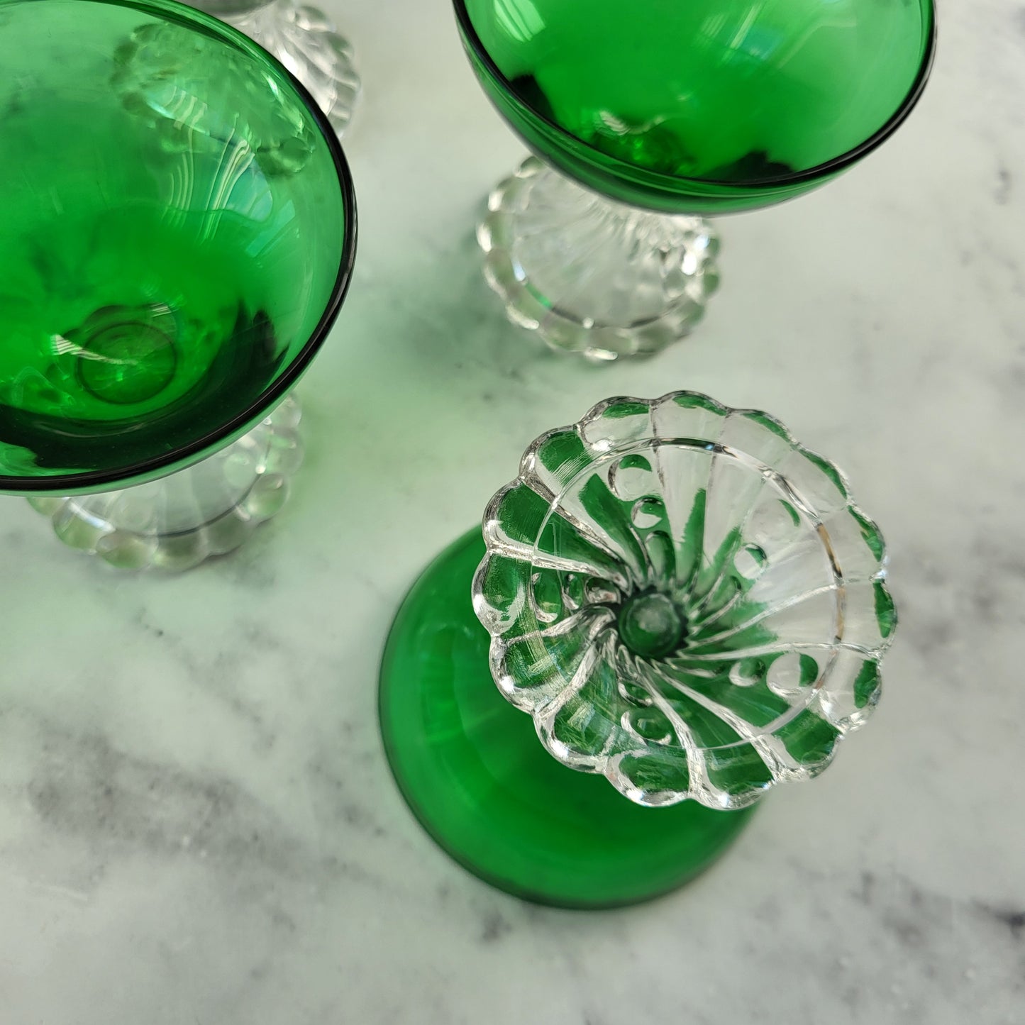 Anchor Hocking Green Champagne Glass or Dessert Dish Set of 4