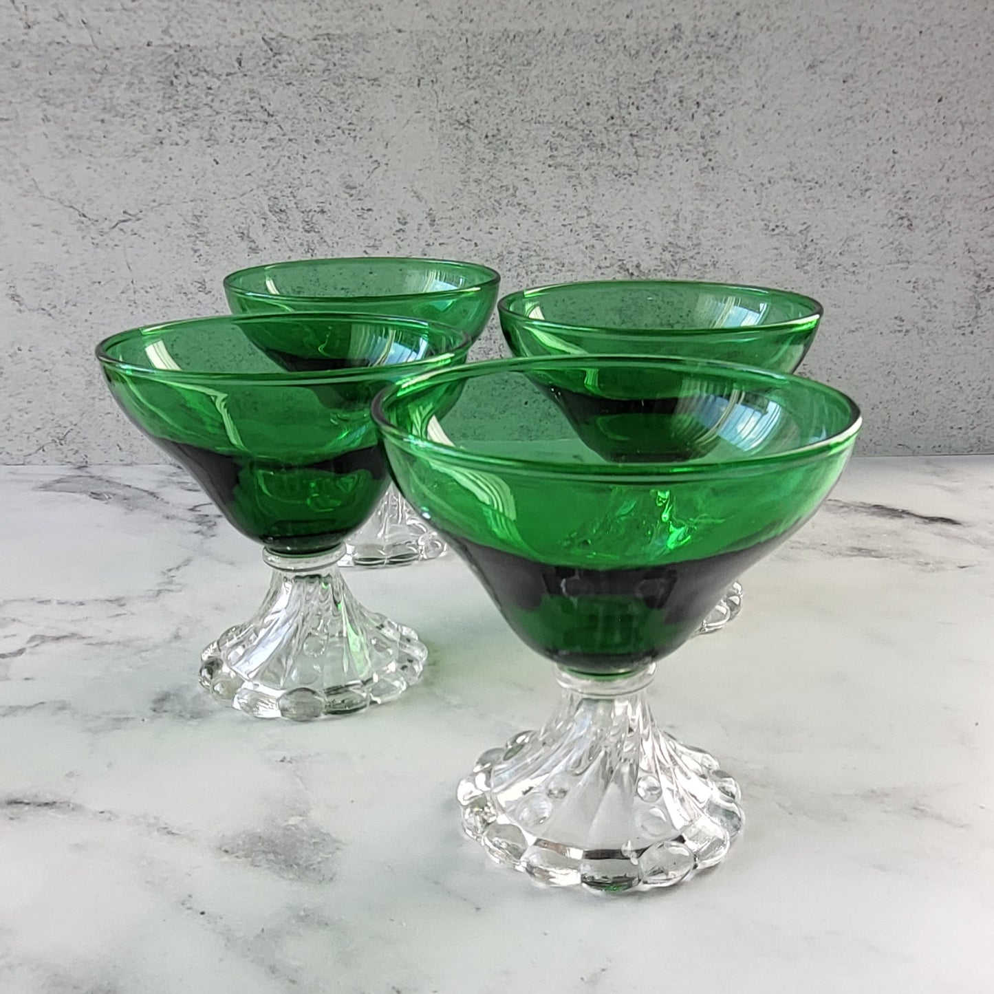 Anchor Hocking Green Champagne Glass or Dessert Dish Set of 4