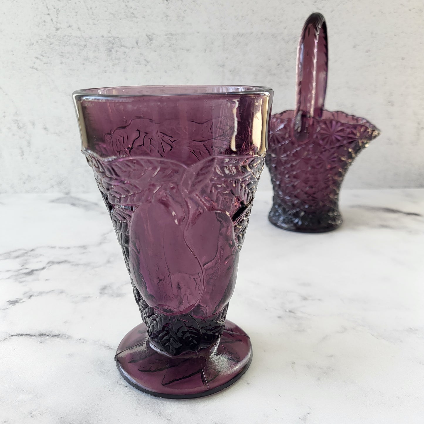 Tiara Indiana Glass Purple Amethyst Pedestal Glass