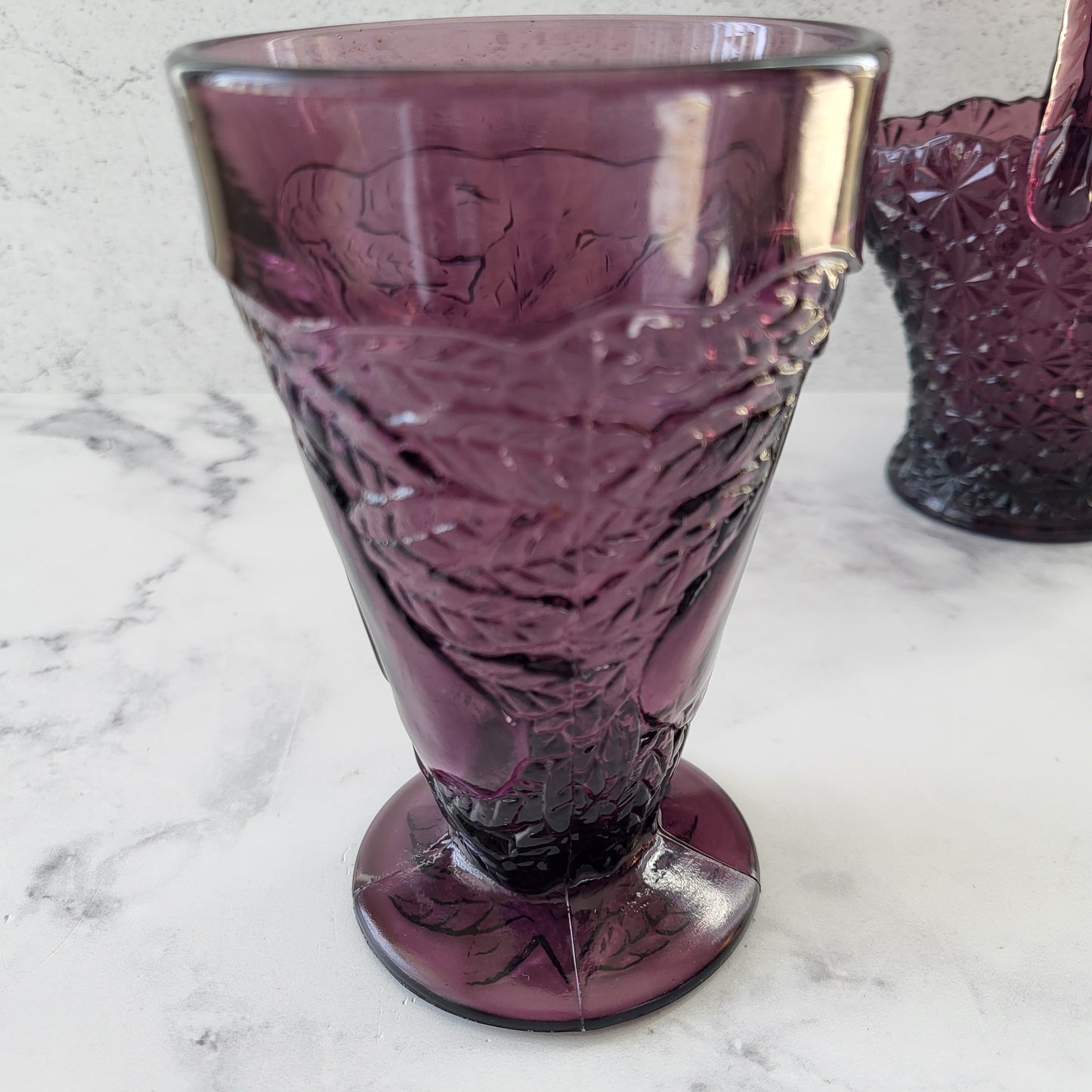 Tiara Indiana Glass Purple Amethyst Pedestal Glass