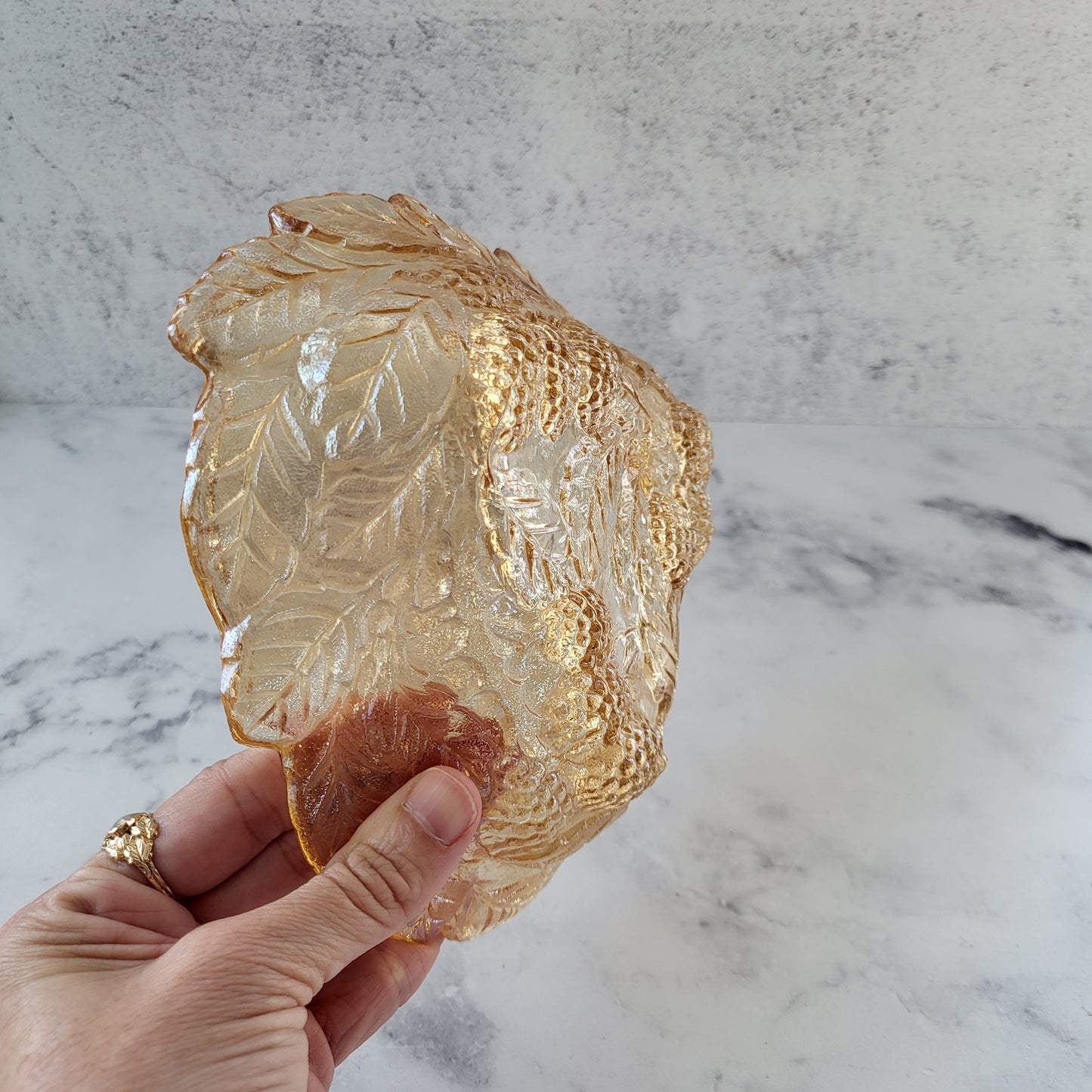 Indiana Glass Iridescent Amber Candy Dish