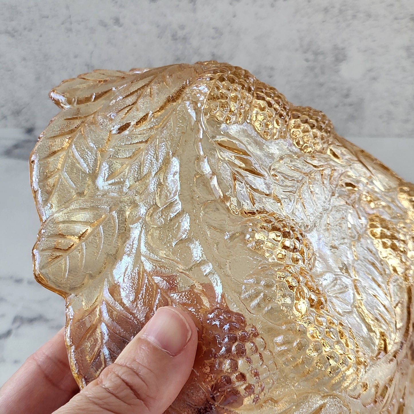 Indiana Glass Iridescent Amber Candy Dish