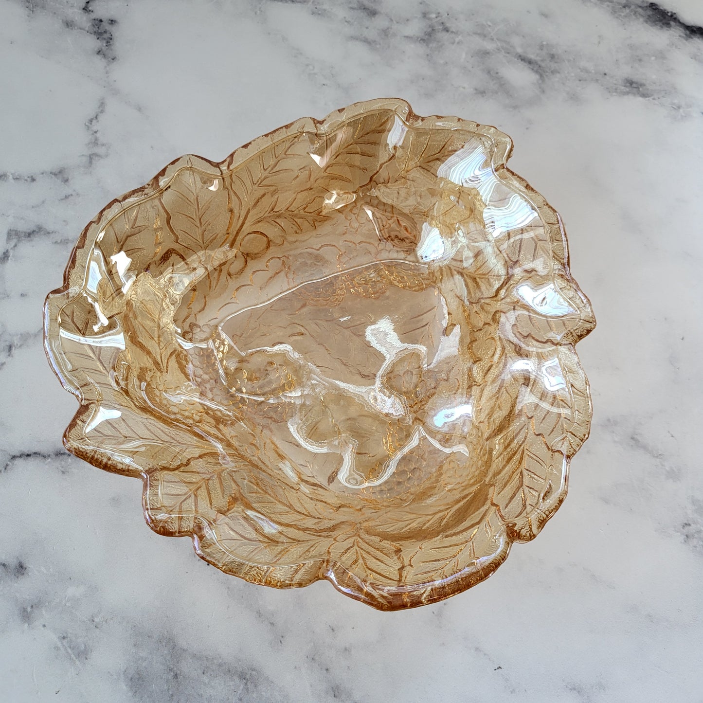 Indiana Glass Iridescent Amber Candy Dish