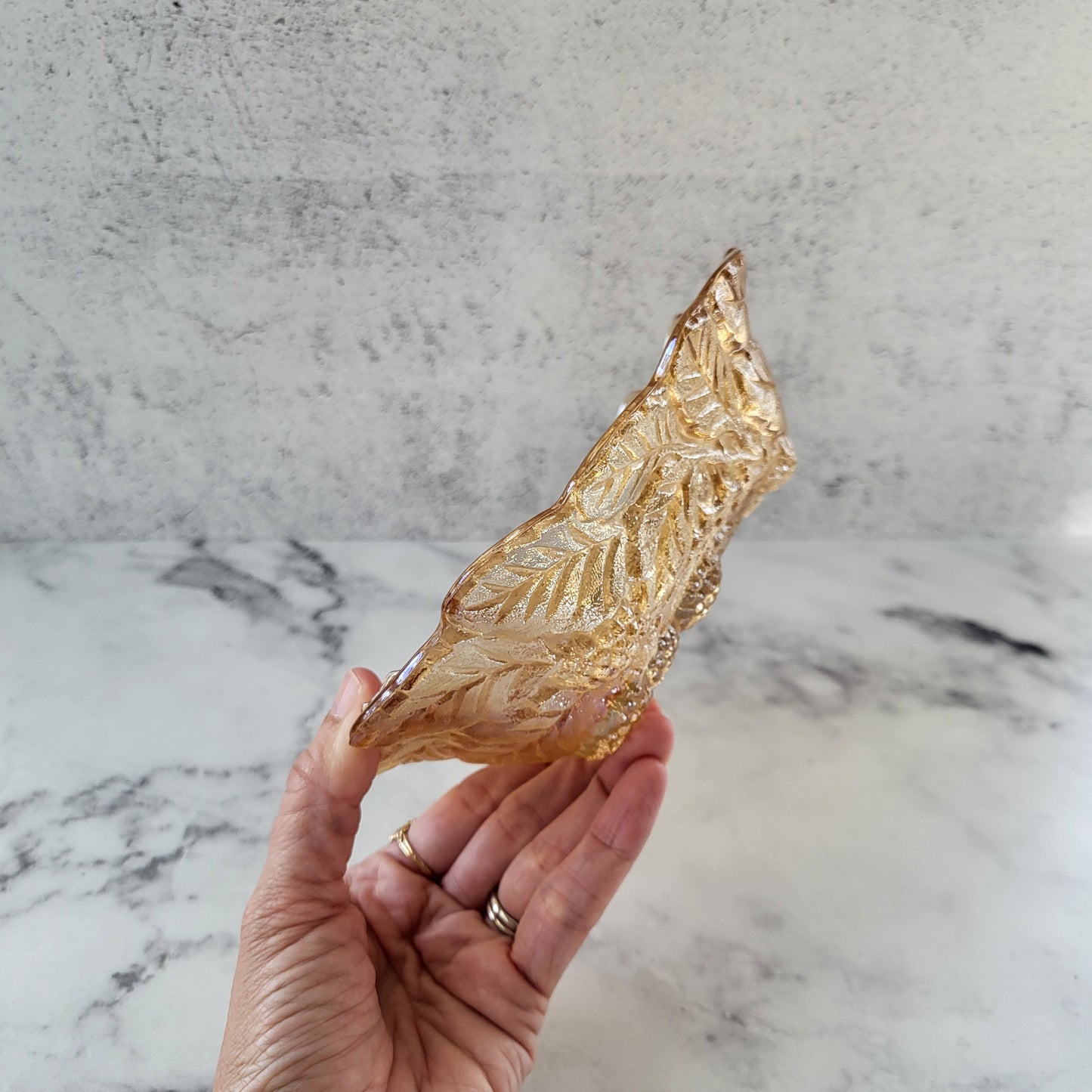 Indiana Glass Iridescent Amber Candy Dish