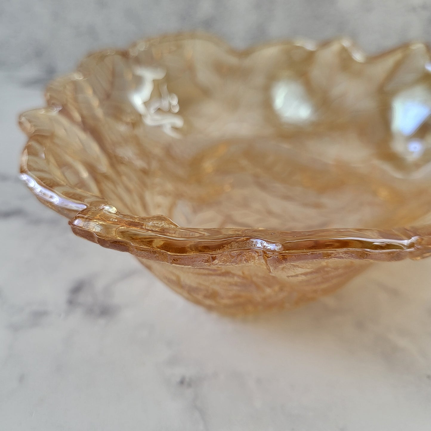 Indiana Glass Iridescent Amber Candy Dish