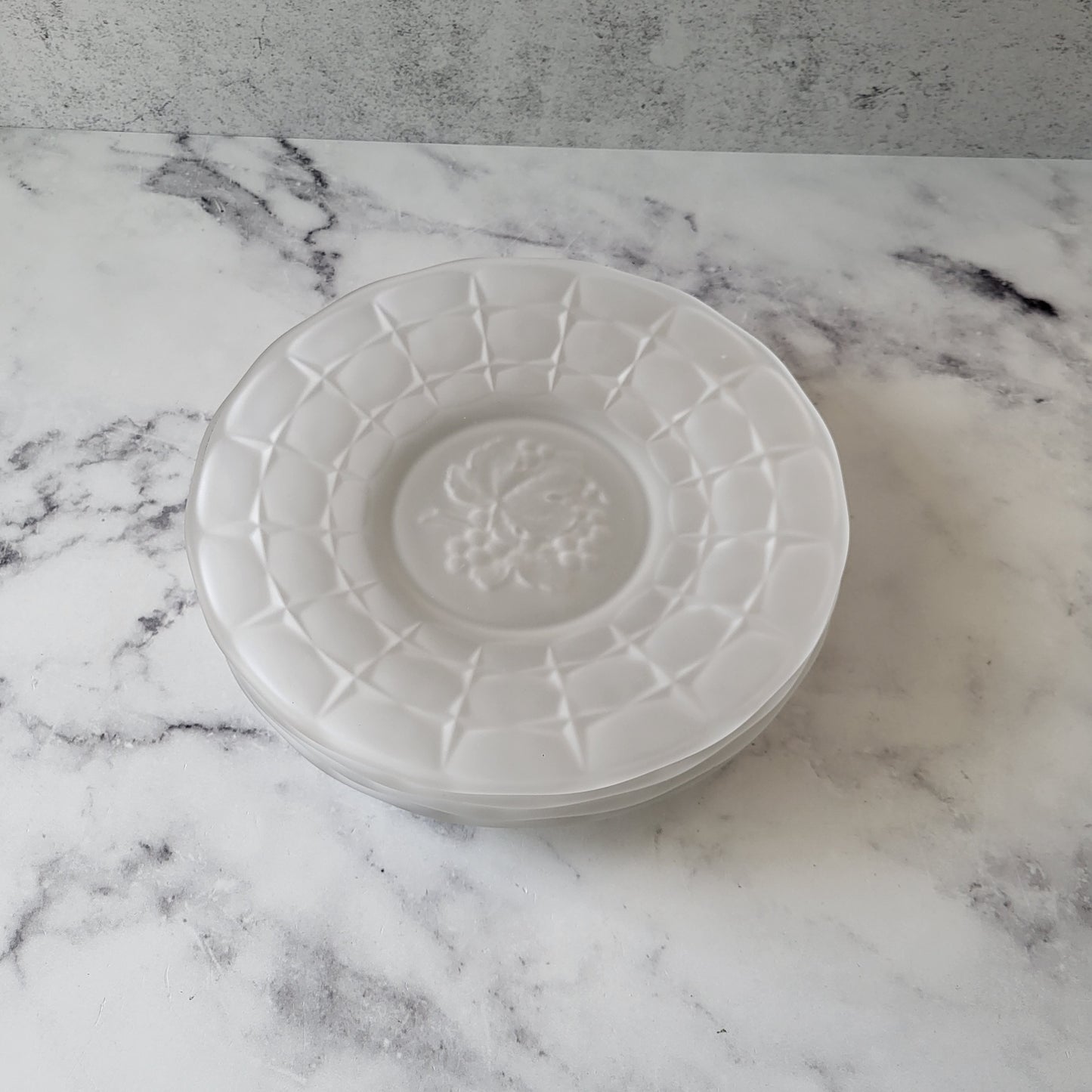 Frosted Glass Shabby Chic Dessert Plates (Set of 4)