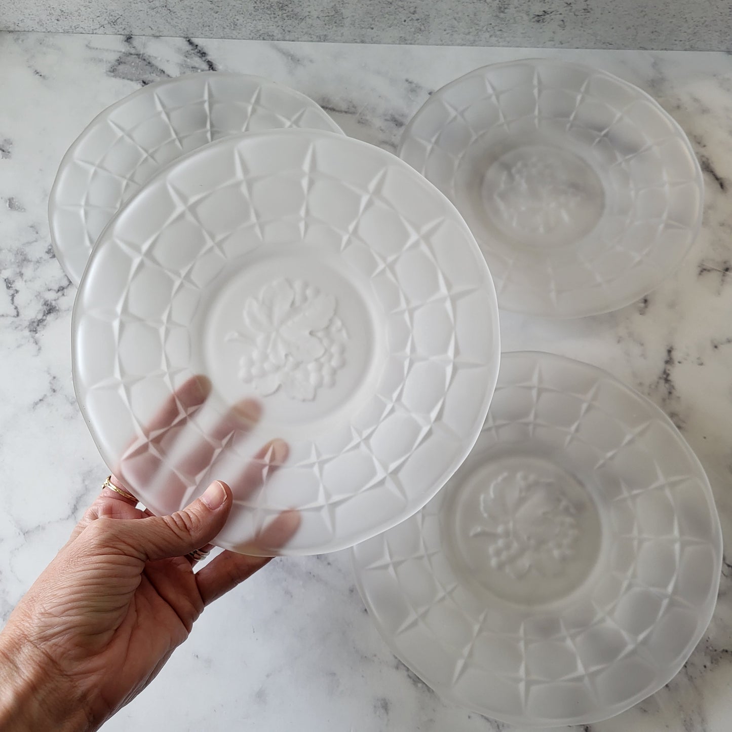 Frosted Glass Shabby Chic Dessert Plates (Set of 4)