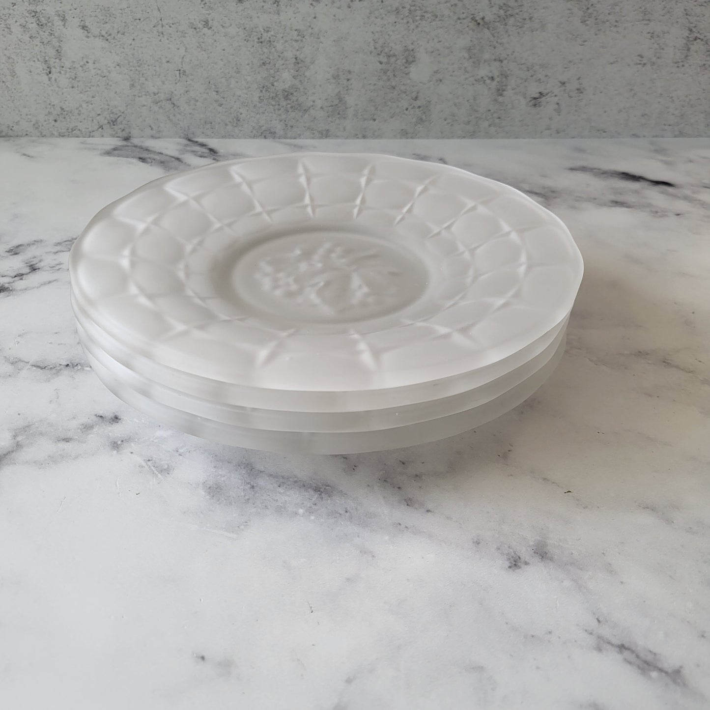 Frosted Glass Shabby Chic Dessert Plates (Set of 4)