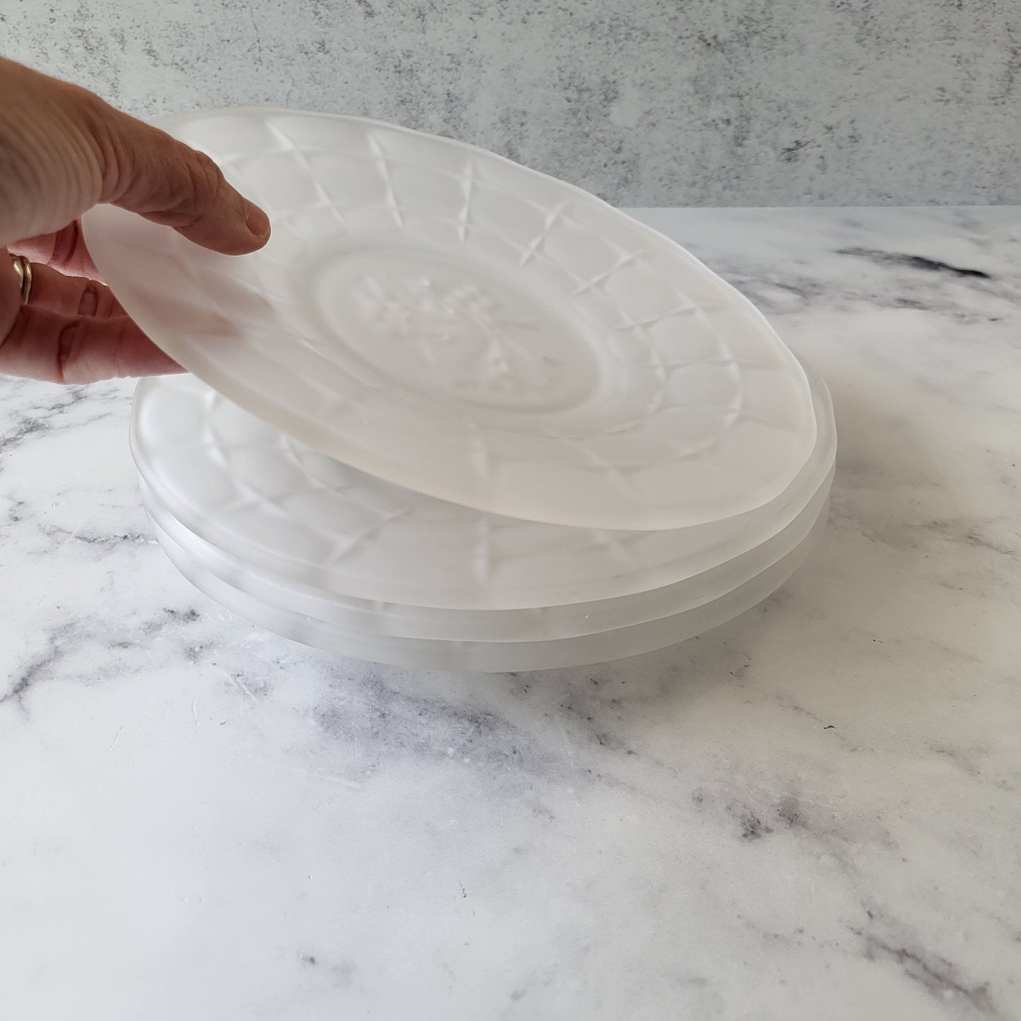 Frosted Glass Shabby Chic Dessert Plates (Set of 4)