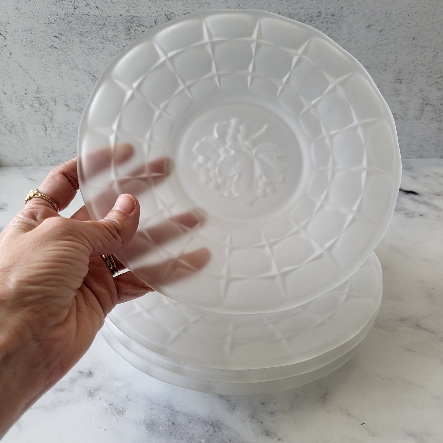 Frosted Glass Shabby Chic Dessert Plates (Set of 4)