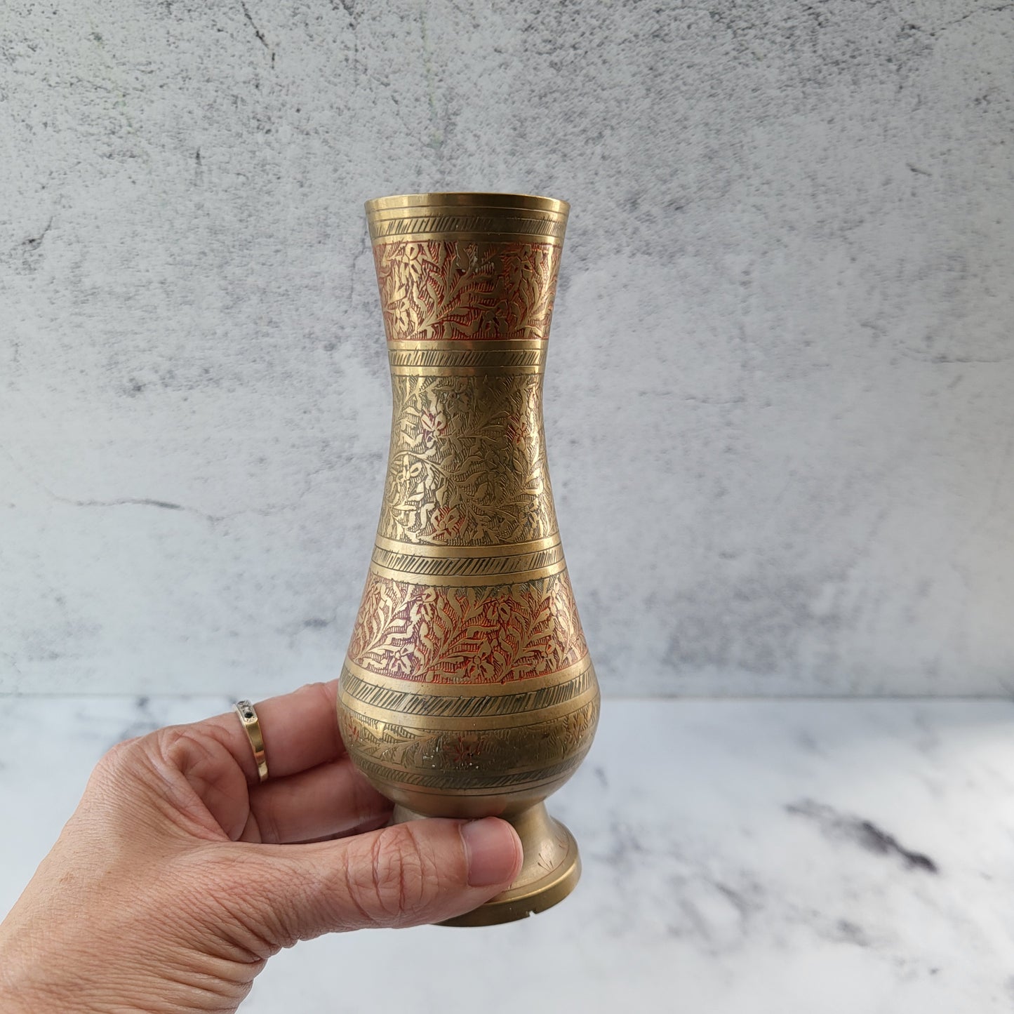 Etched Brass Vase