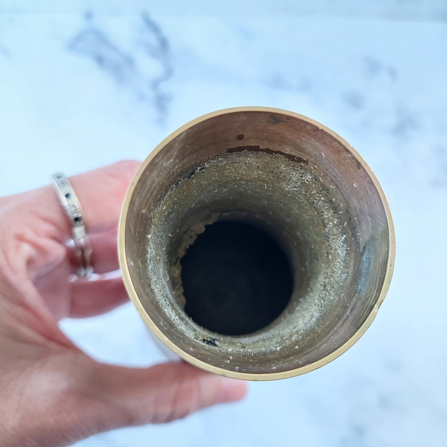 Etched Brass Vase