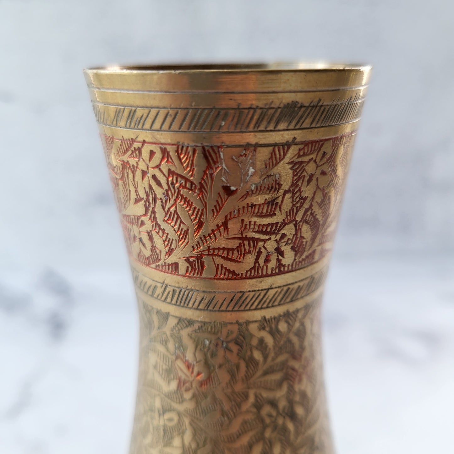 Etched Brass Vase