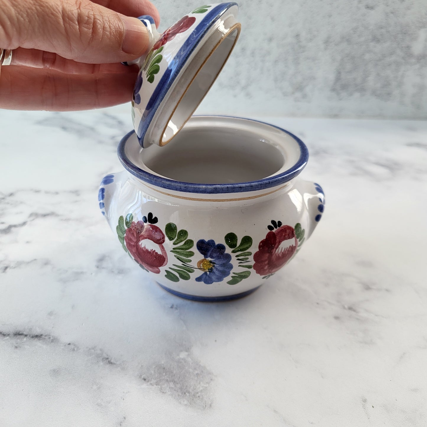 Hand Painted Austrian Pottery Jam Jar