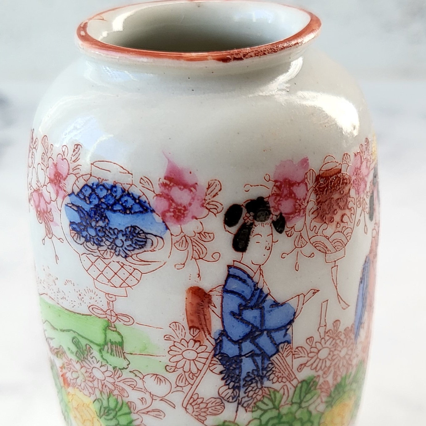 Miniature Made in Japan Geisha Porcelain Vase