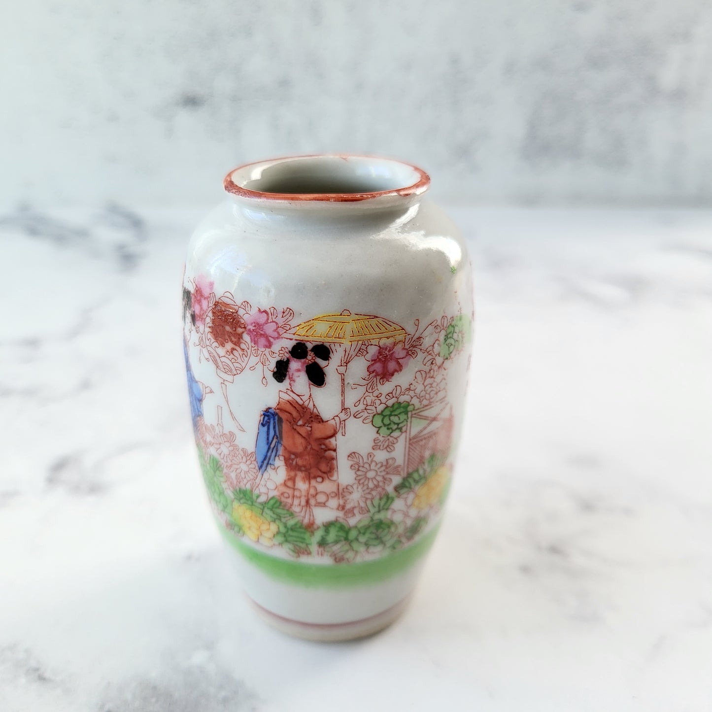 Miniature Made in Japan Geisha Porcelain Vase