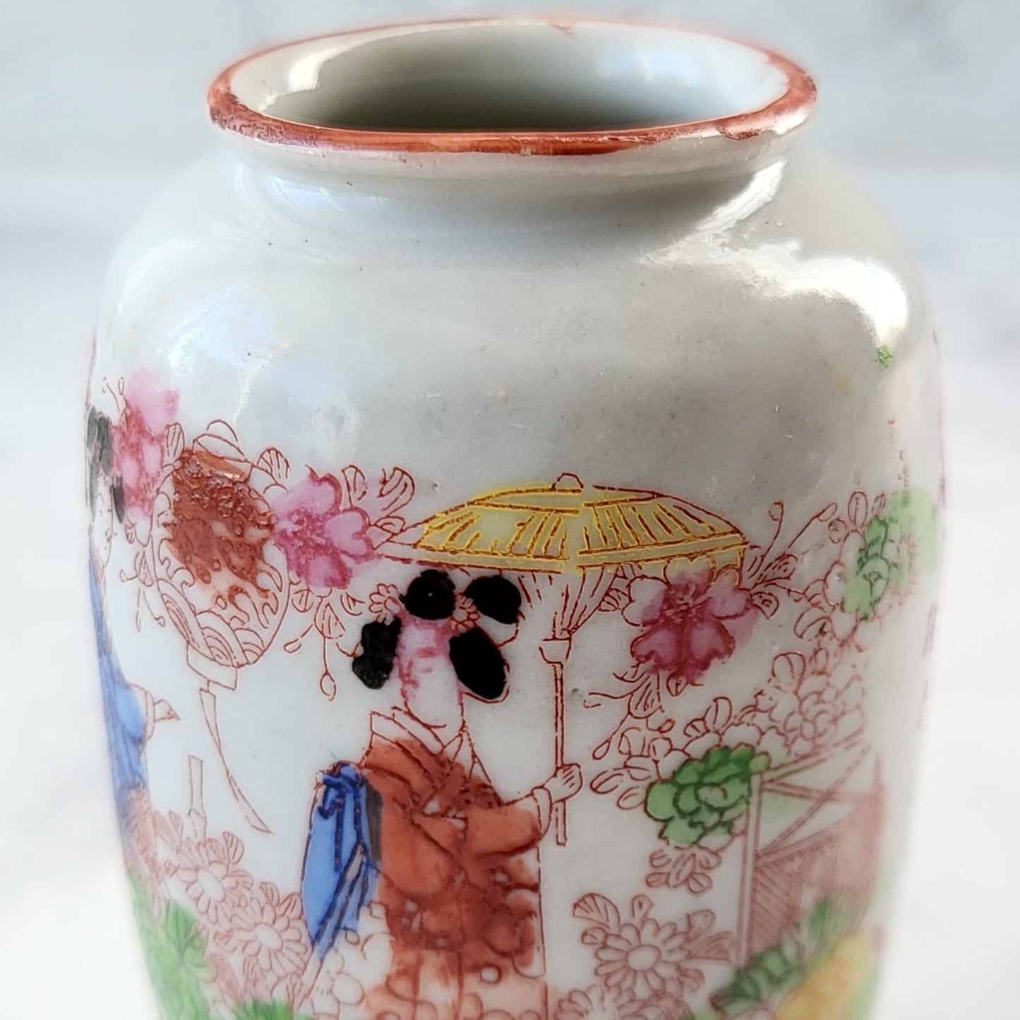 Miniature Made in Japan Geisha Porcelain Vase