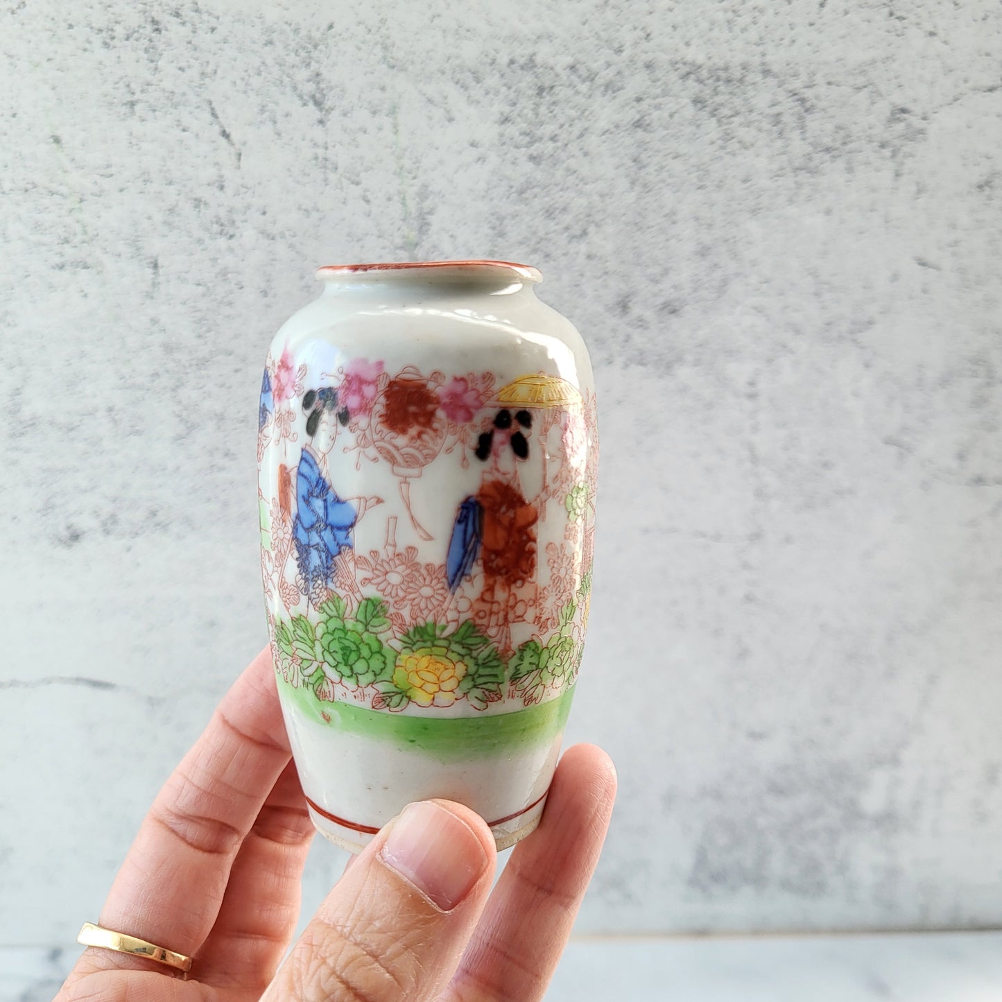 Miniature Made in Japan Geisha Porcelain Vase