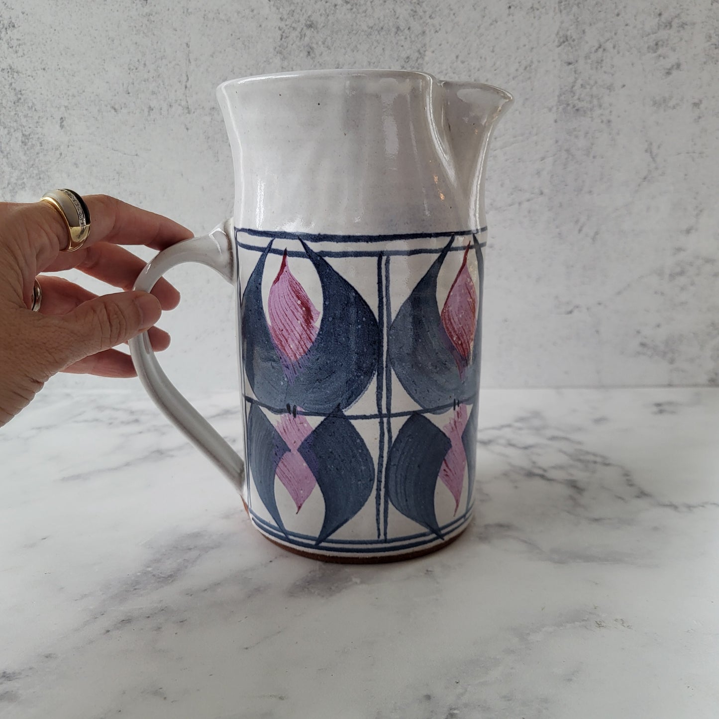 Studio Pottery Water Pitcher Hand-Thrown Jug