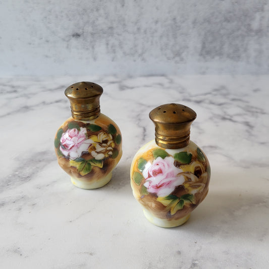 Enesco Japan Hand Painted Floral Salt and Pepper Shaker Set
