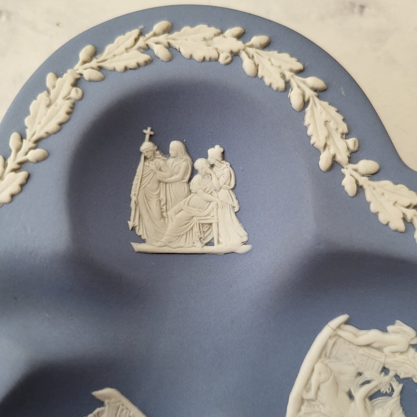 Vintage Wedgwood Blue Jasperware Clover Dish