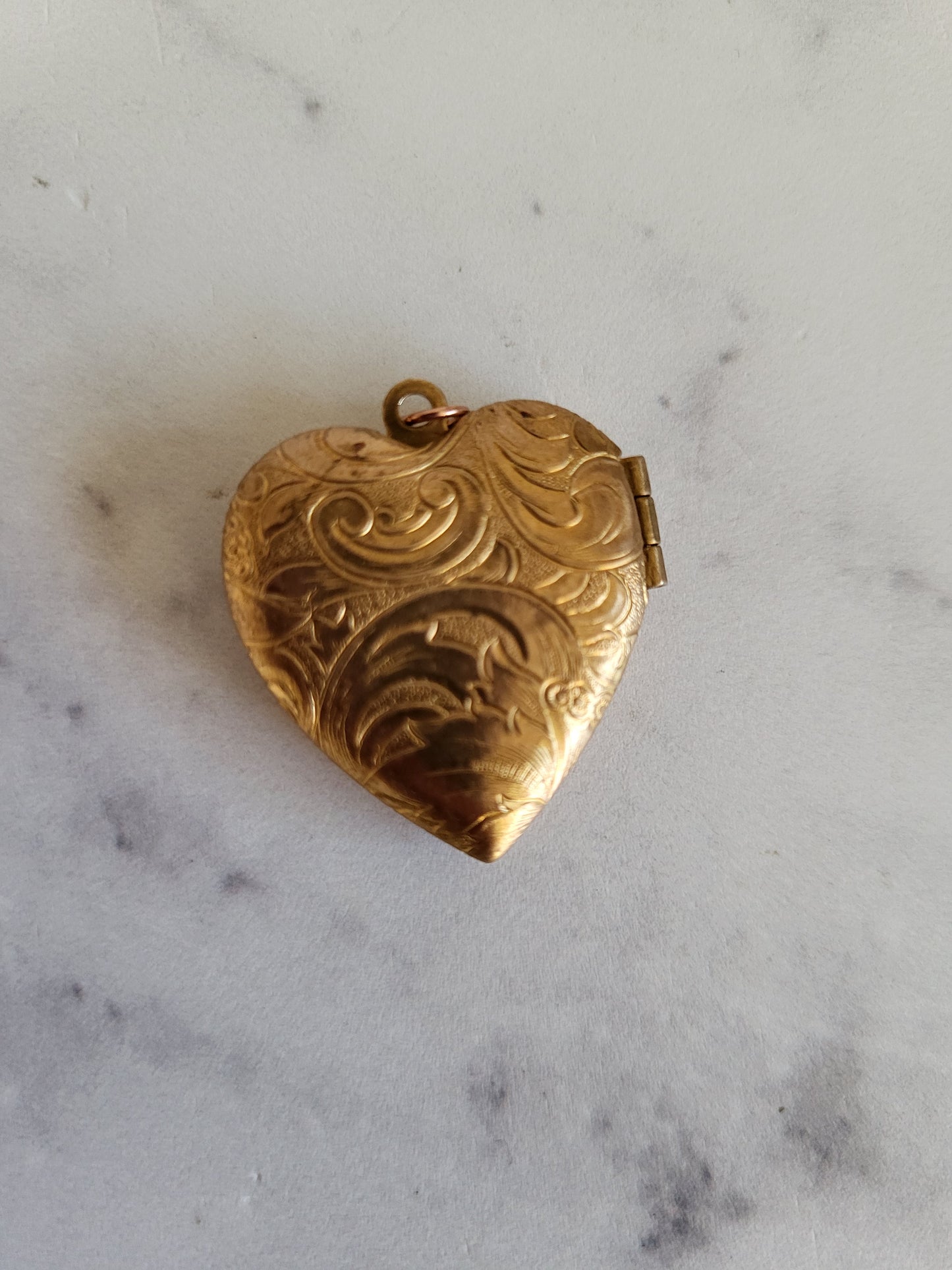 Vintage Gold Toned Etched Heart Locket