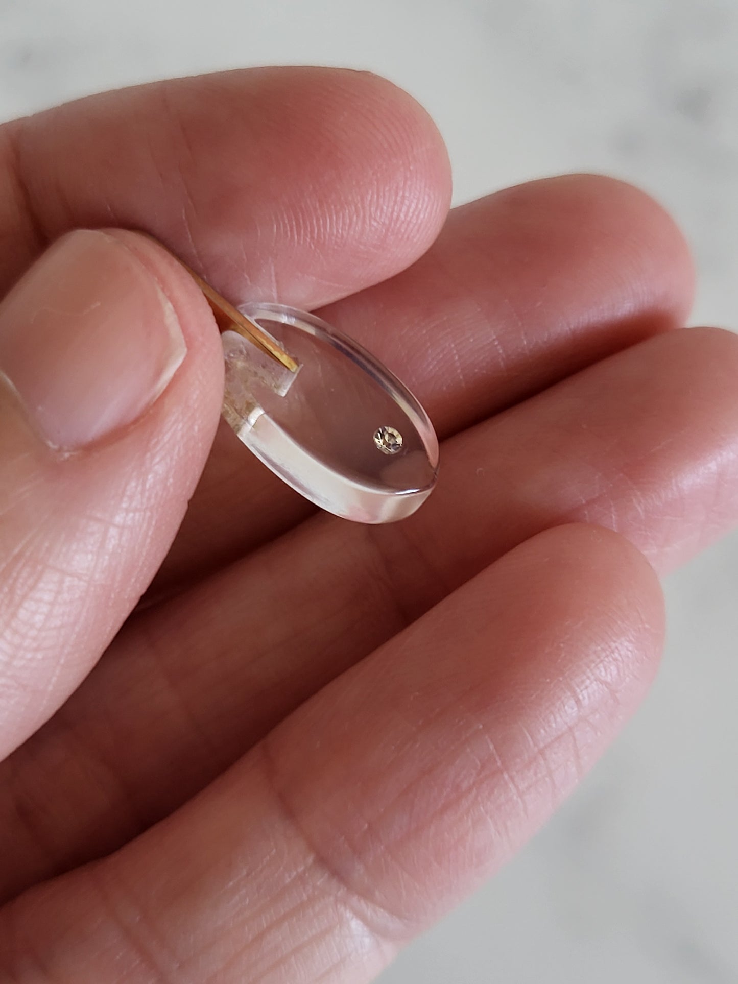 Vintage Clear Lucite Rhinestone Pendant