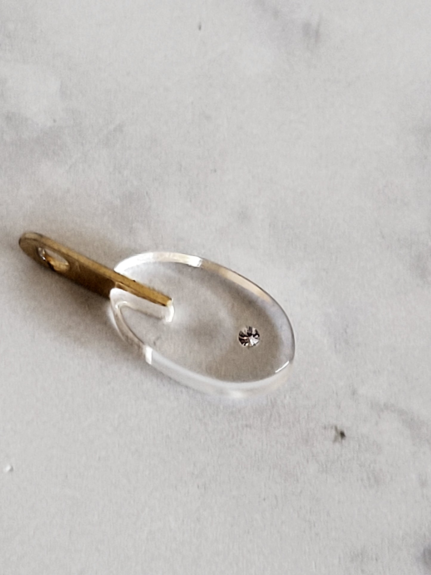 Vintage Clear Lucite Rhinestone Pendant