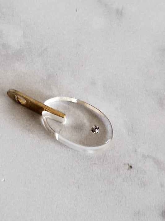 Vintage Clear Lucite Rhinestone Pendant
