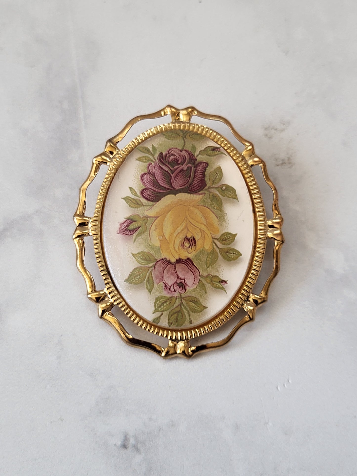Vintage Floral Scarf Clip Pendant