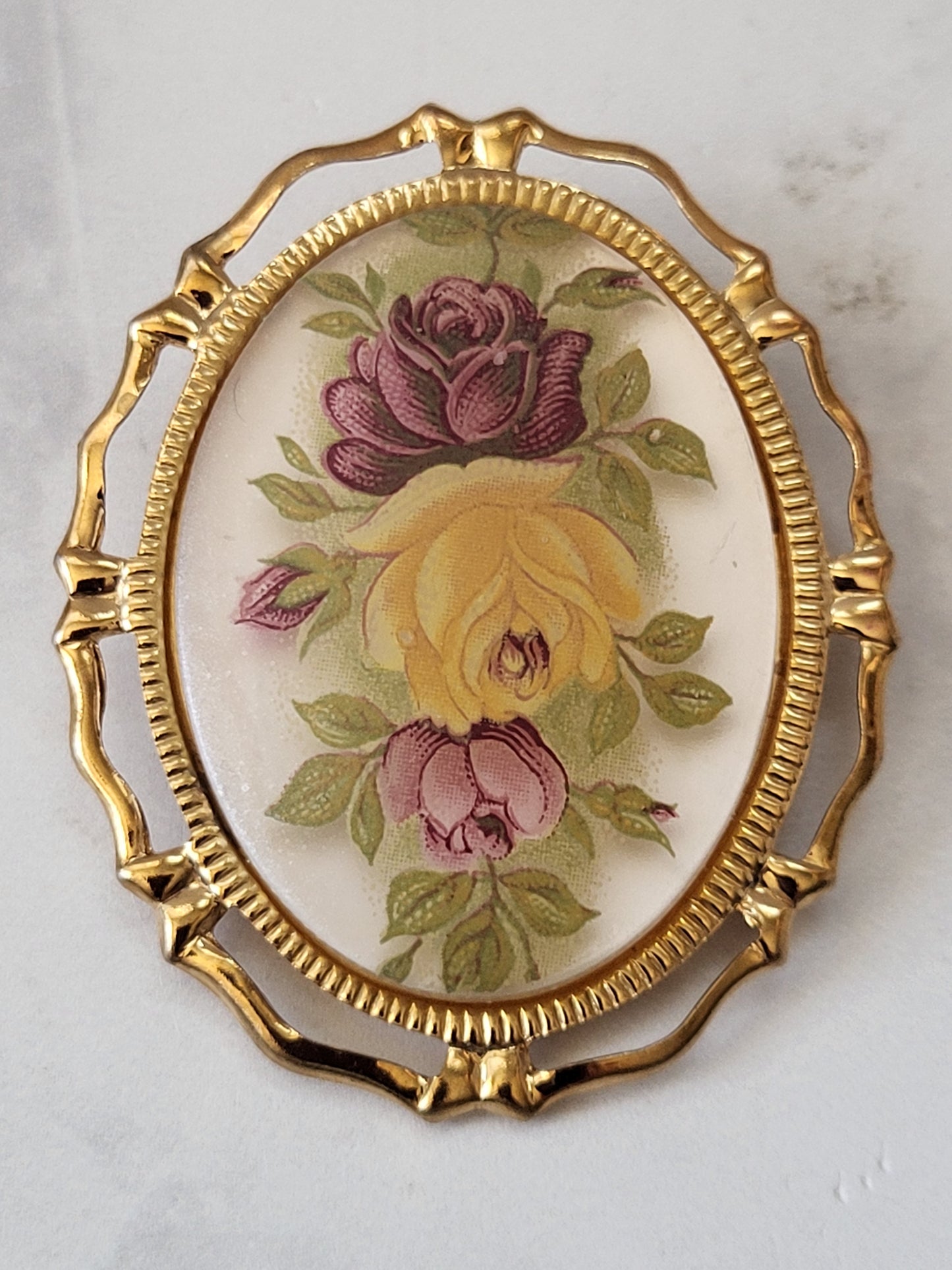 Vintage Floral Scarf Clip Pendant
