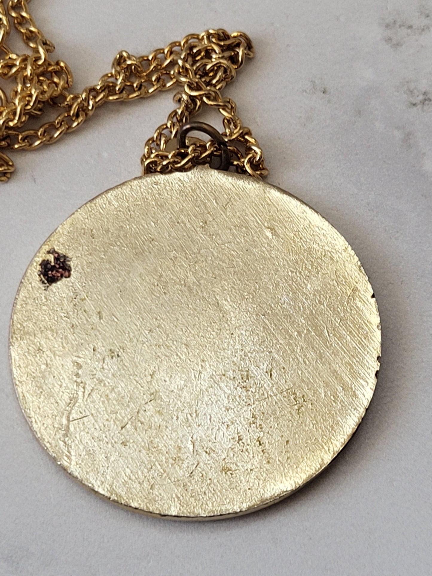 Vintage Cloisonne Floral Pendant Necklace with 24" Chain