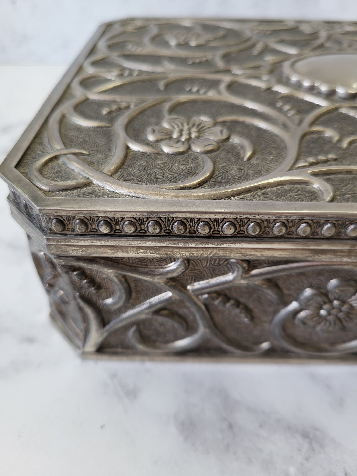 Vintage Ornate Silver-Plated Jewelry Box