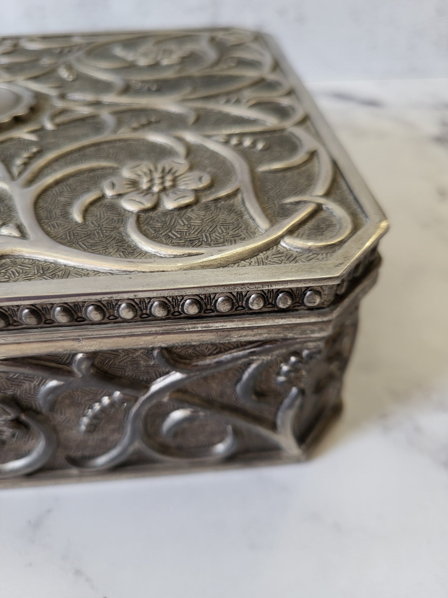 Vintage Ornate Silver-Plated Jewelry Box
