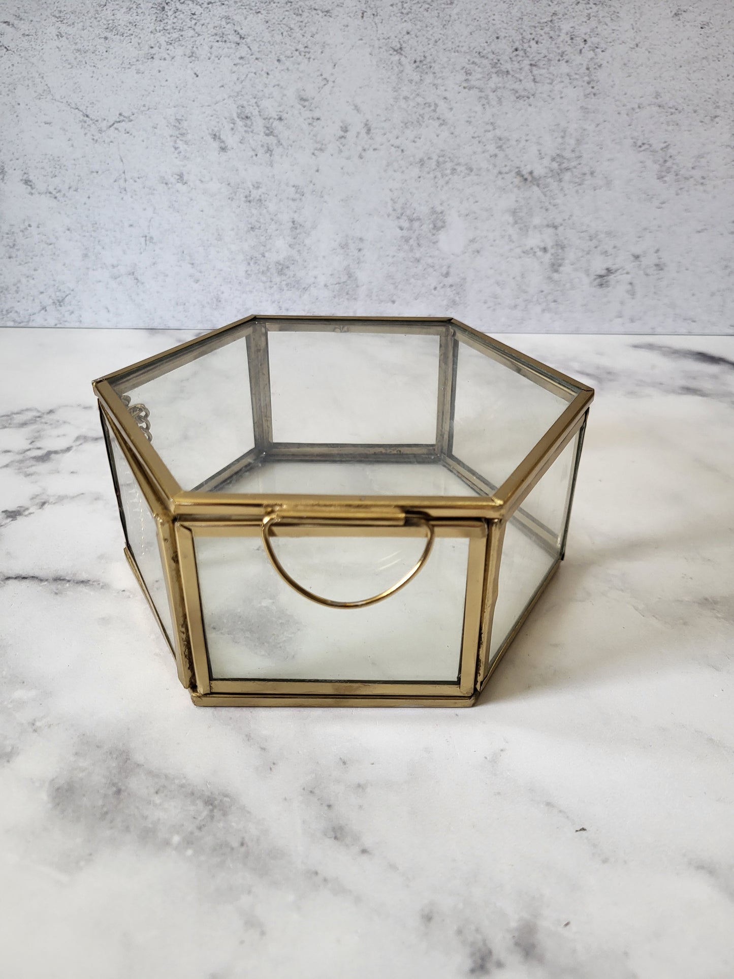 Hexagonal Glass Jewelry Box